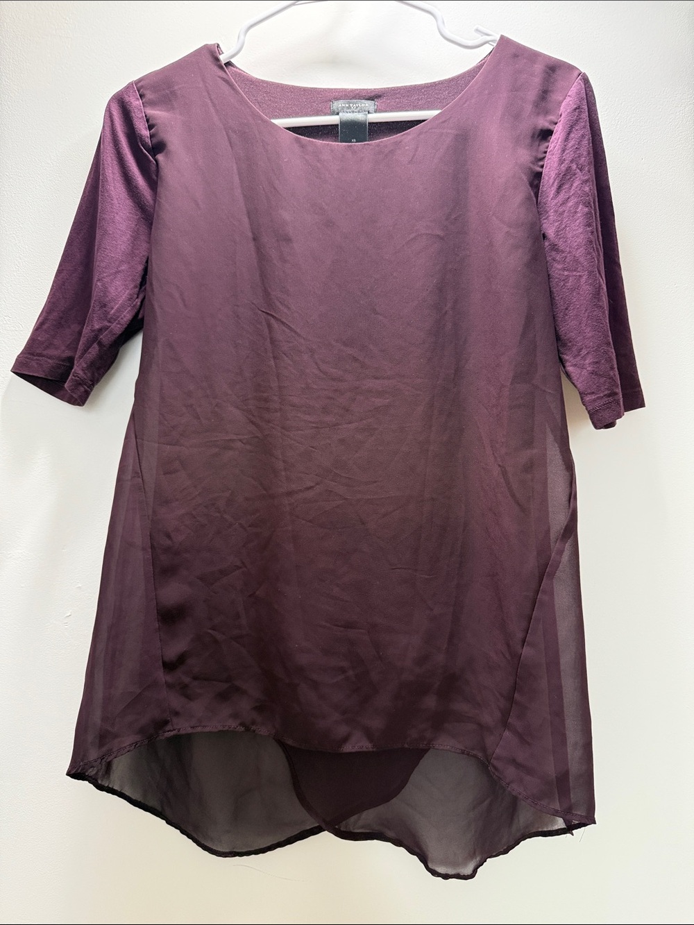Ann Taylor Plum Sheer Overlay Tunic